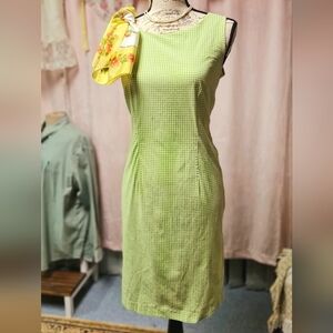 Vintage Kathie Lee Green Cotton Gingham Dress size 6
